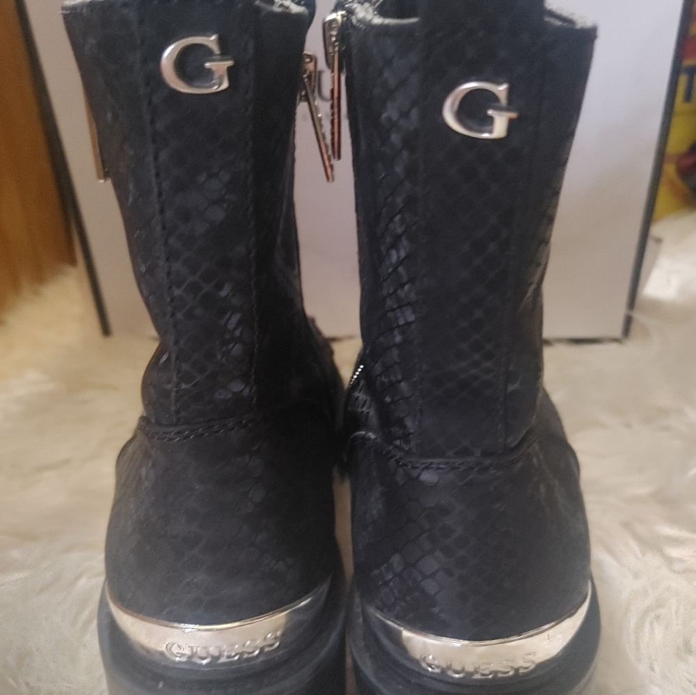 Snakeskin Moto Combat Boots 8.5